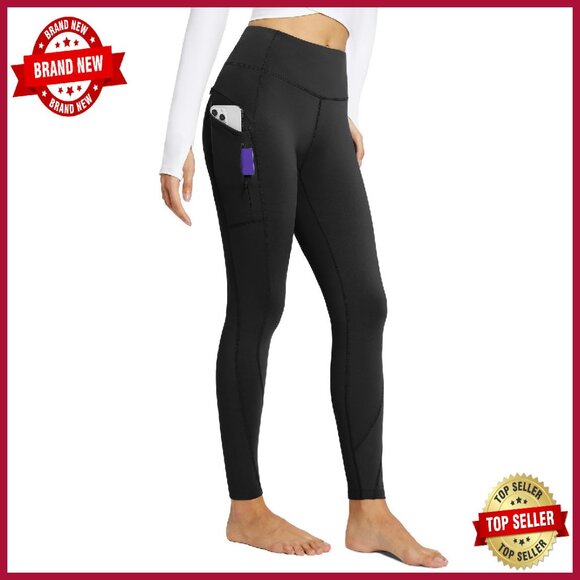 Fleece Lined Thermal Leggings High Waisted Yoga Pants with Pockets